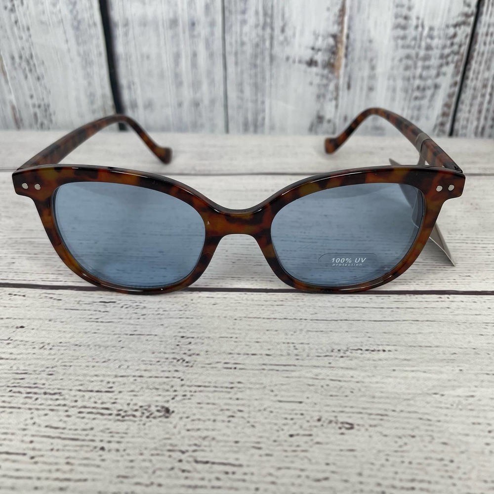 NWT Franco Sarto Brown/Black Tortoise Shell Fashion Sunglasses Blue Lenses